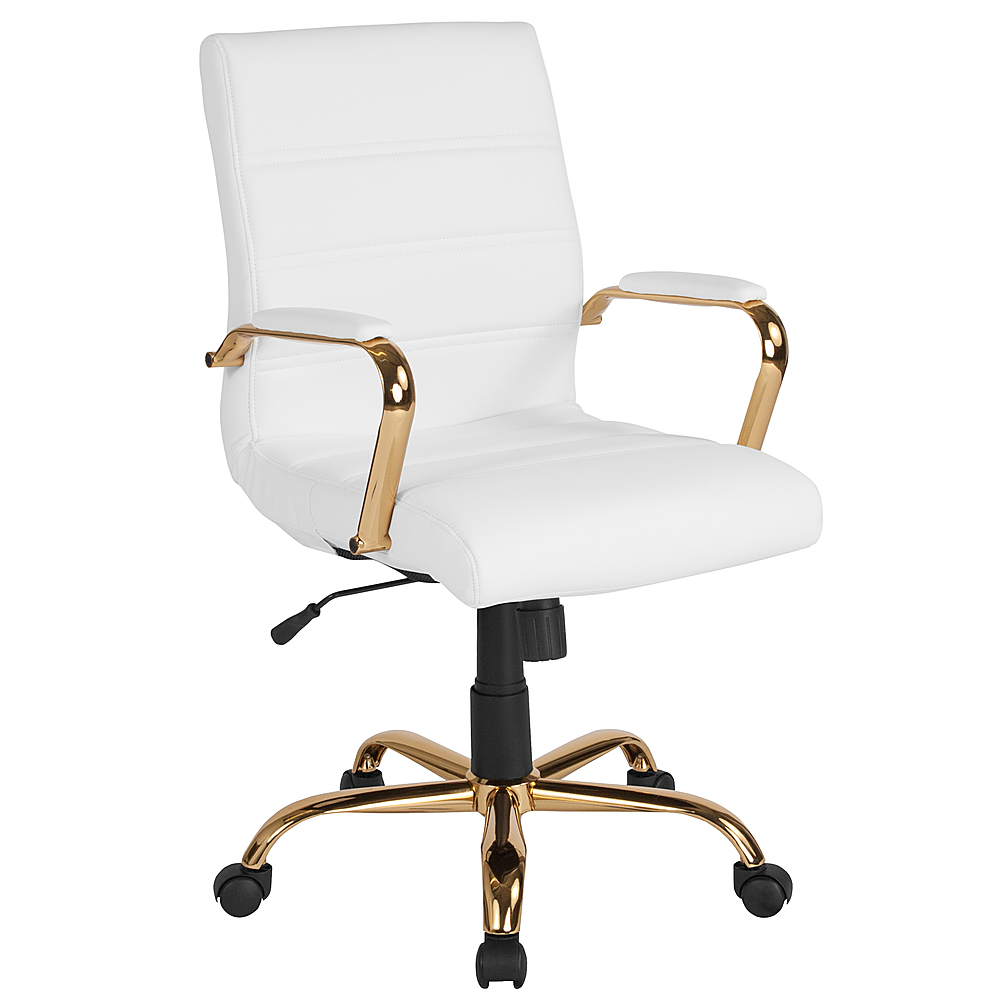 White and gold office chair with arms Clearance